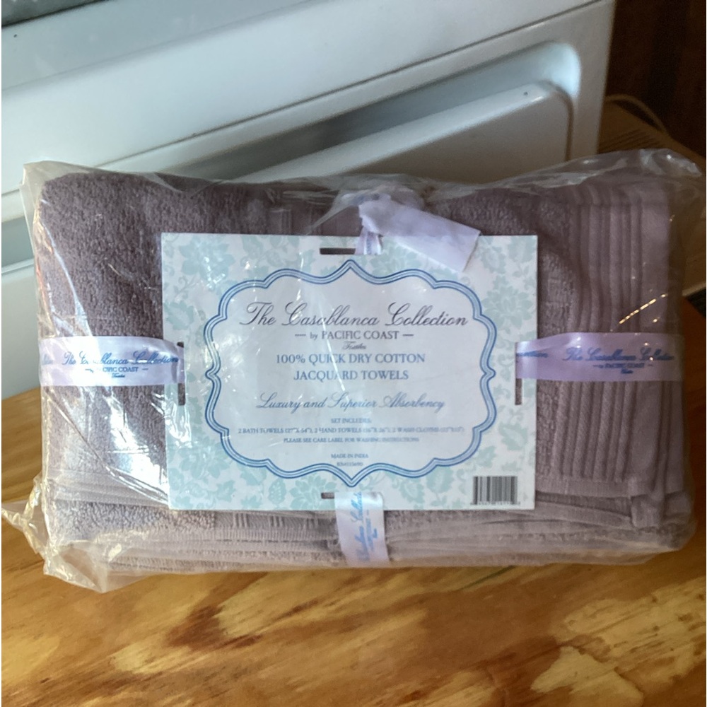 Amrapur 6 Piece Jacquard Towel Set Grey Violet 56JQRBBG-VIO-ST